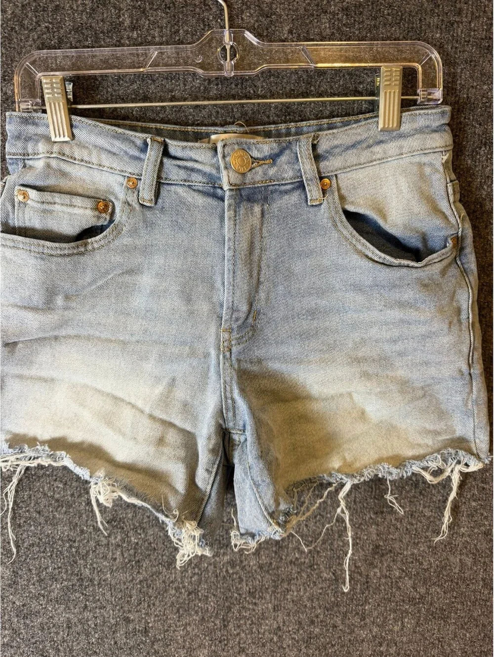 Madden Girl High Rise Cutoff Denim Shorts Light Wash Frayed Hem Size 7